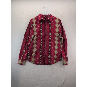 Lauren Ralph Lauren Aztec Southwestern Blouse Womens Large Collared Neck
